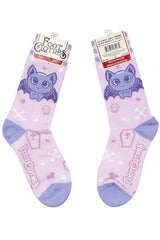 purple bat knitted pastel goth socks