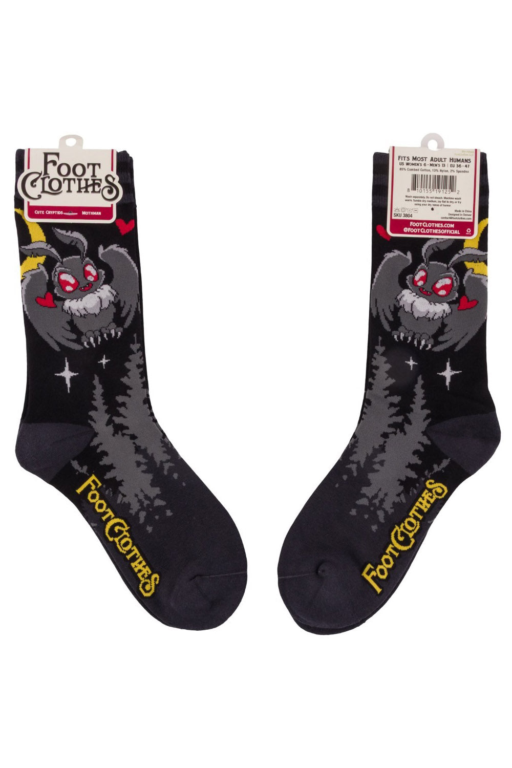 black emo creepy cute knitted mothman socks