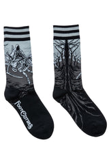 knitted skeleton horse Goth socks 
