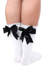 black ribbon bow socks