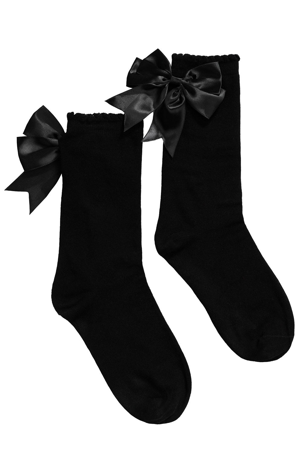 black satin ribbon bow ankle socks