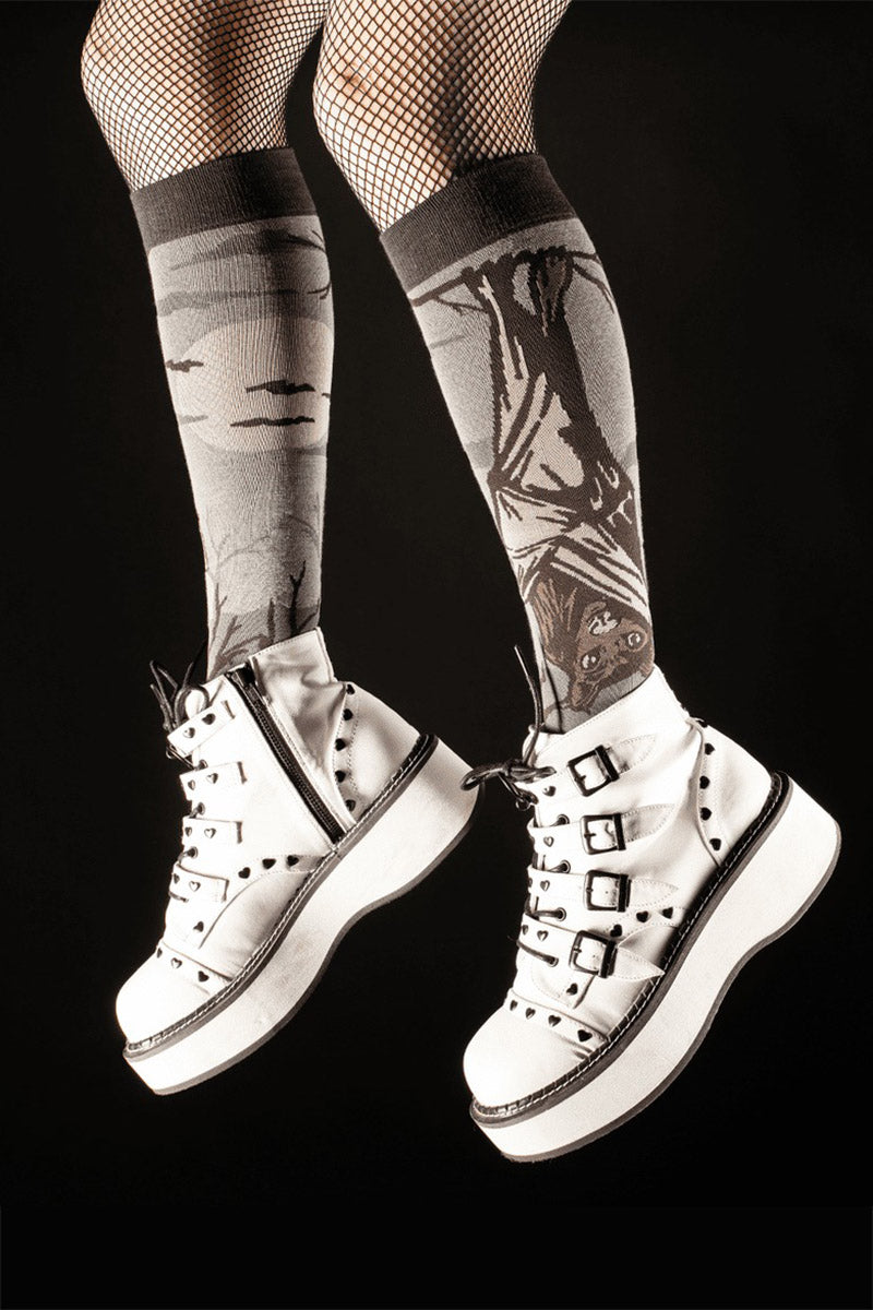womens creepy cute knee-high vampire bat socks