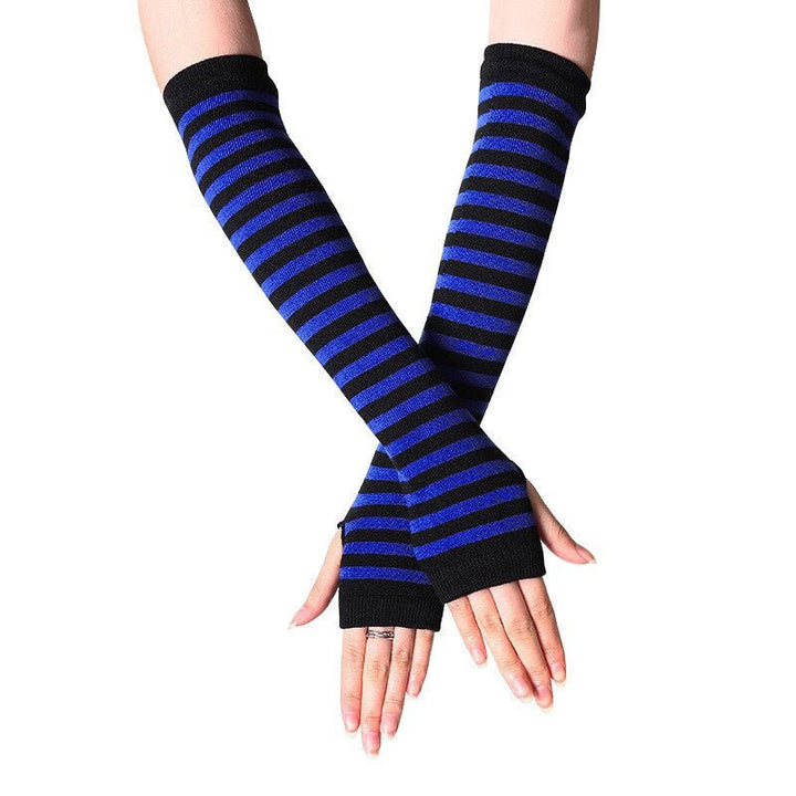 Emo Striped Arm Warmers [BLACK/BLUE] - gloves & armwarmers - VampireFreaks - VampireFreaks