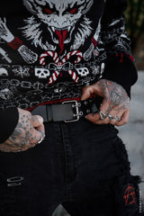 real leather studded eyelet belt