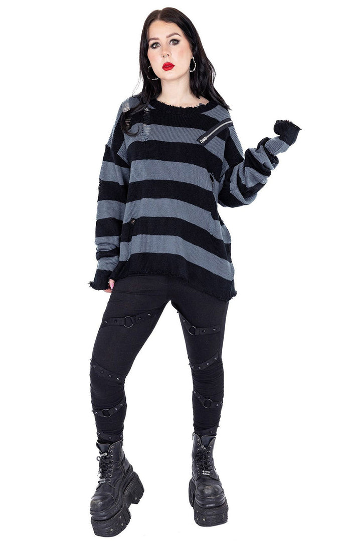 womens shredded emo sweater top