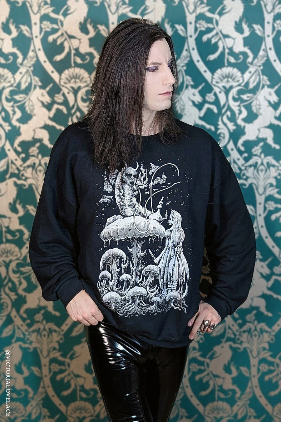 mens black mens alice in wonderland caterpillar sweatshirt