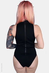 womens black emo swimsuit one piece