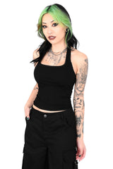 rayon goth halterneck tank top