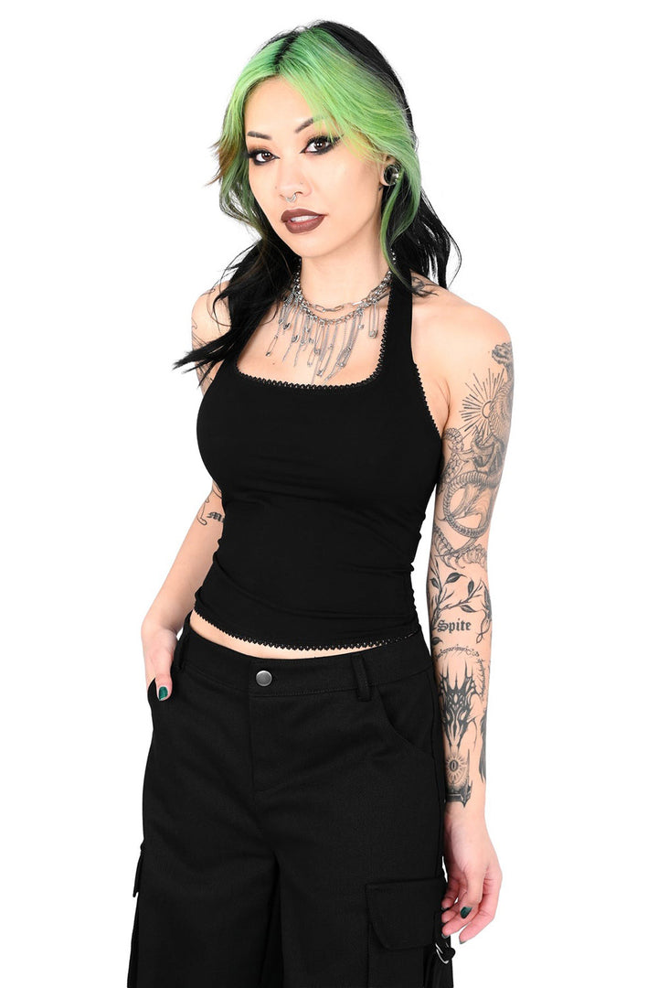 rayon goth halterneck tank top