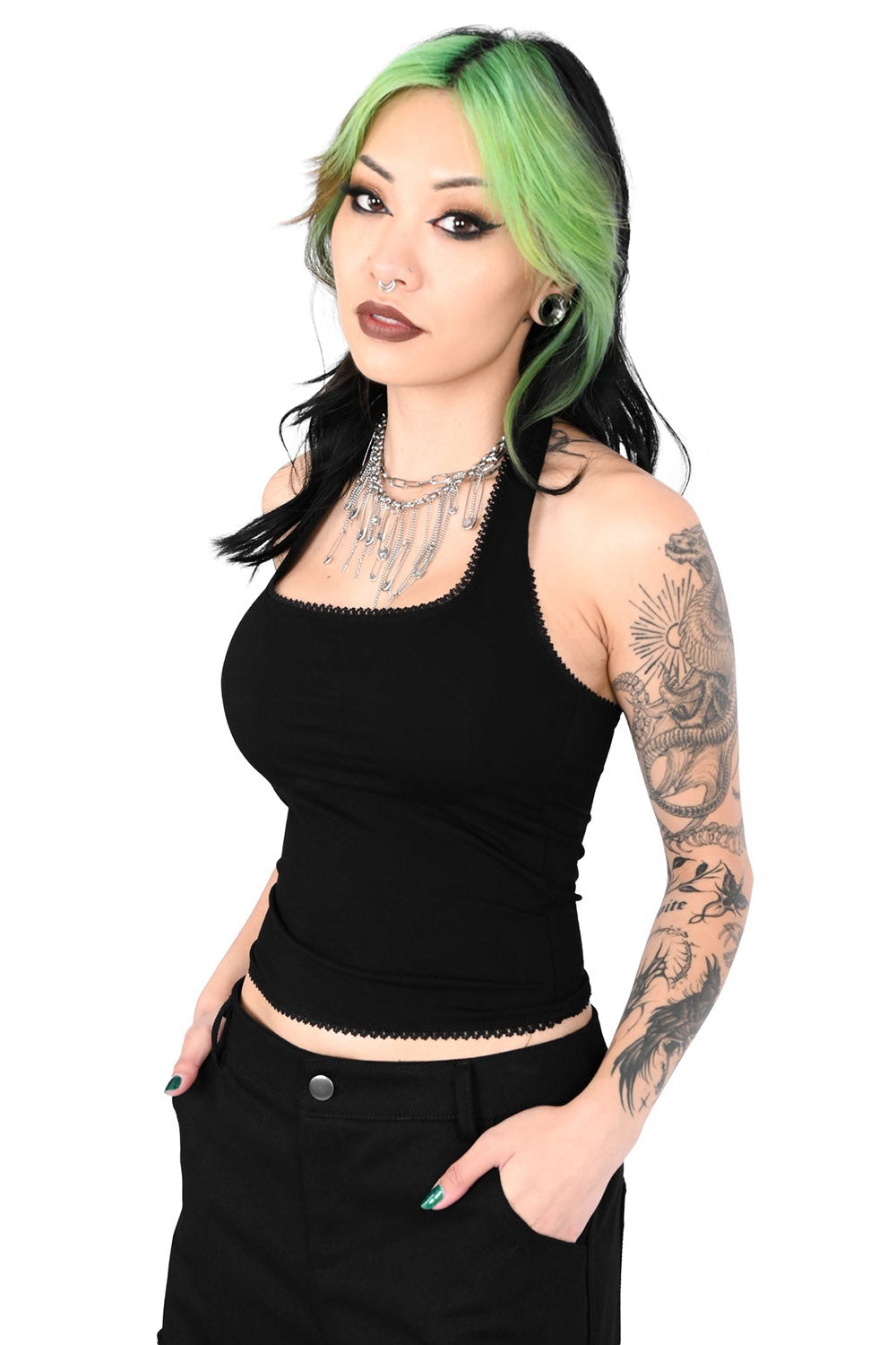 womens black halter top made of rayon