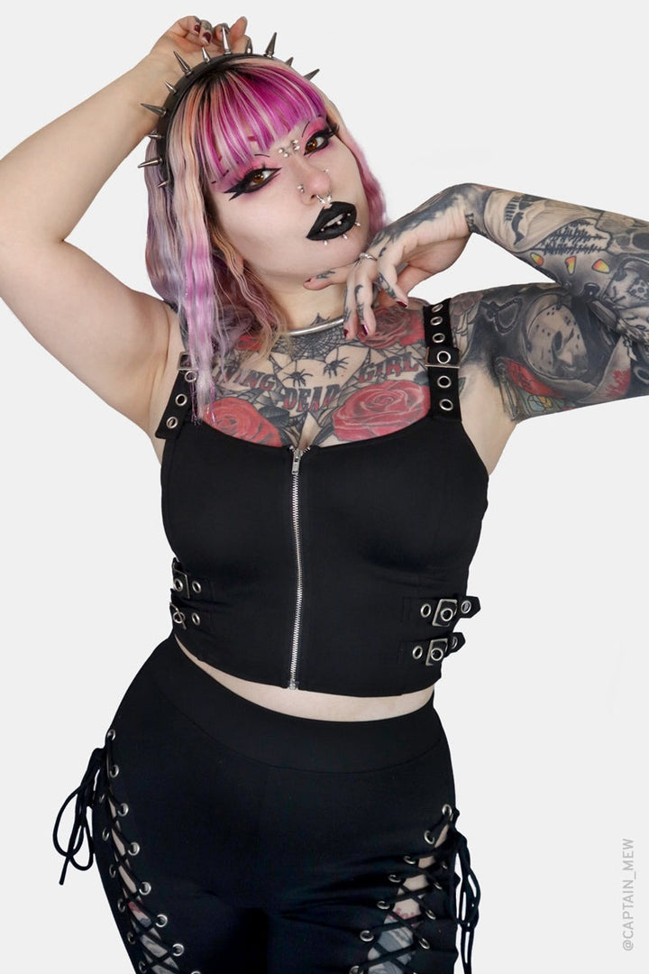 summer goth tank top with zippered front 