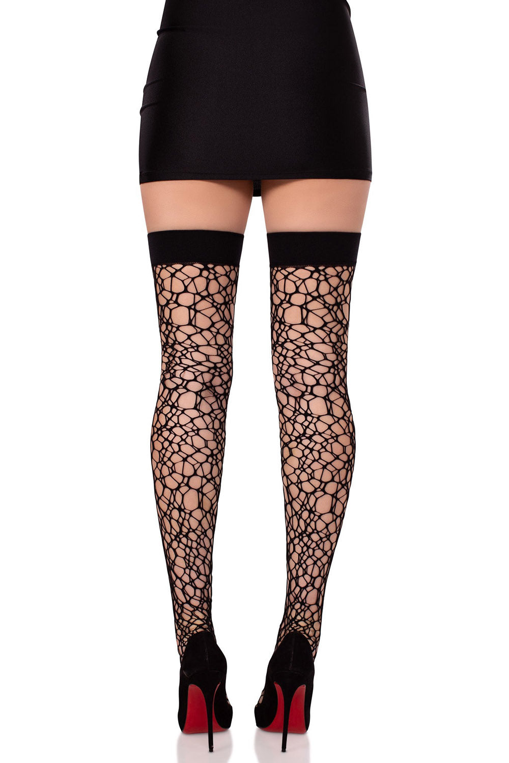 grunge distressed netted thigh highs