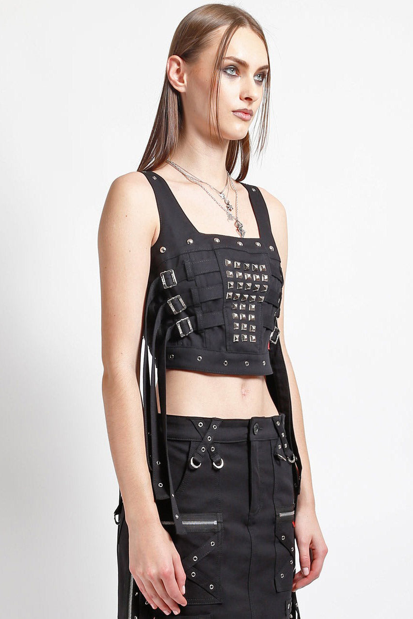 pyramid studded cropped corset top