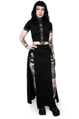 forest ink fishnet high collar top