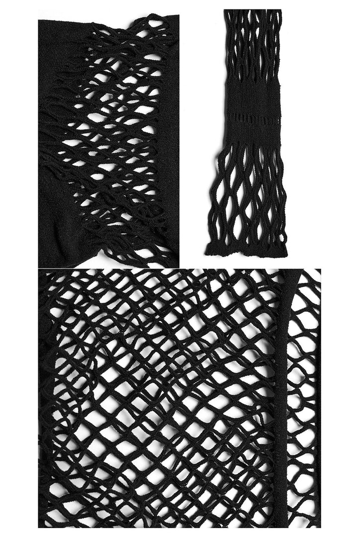 black fishnet top and undies set