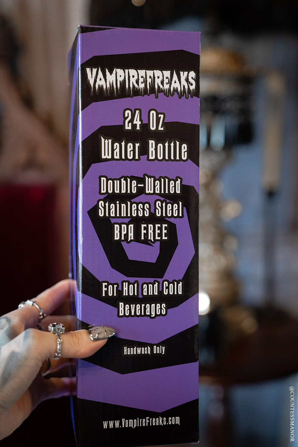 stainless steel goth water bottle gift box