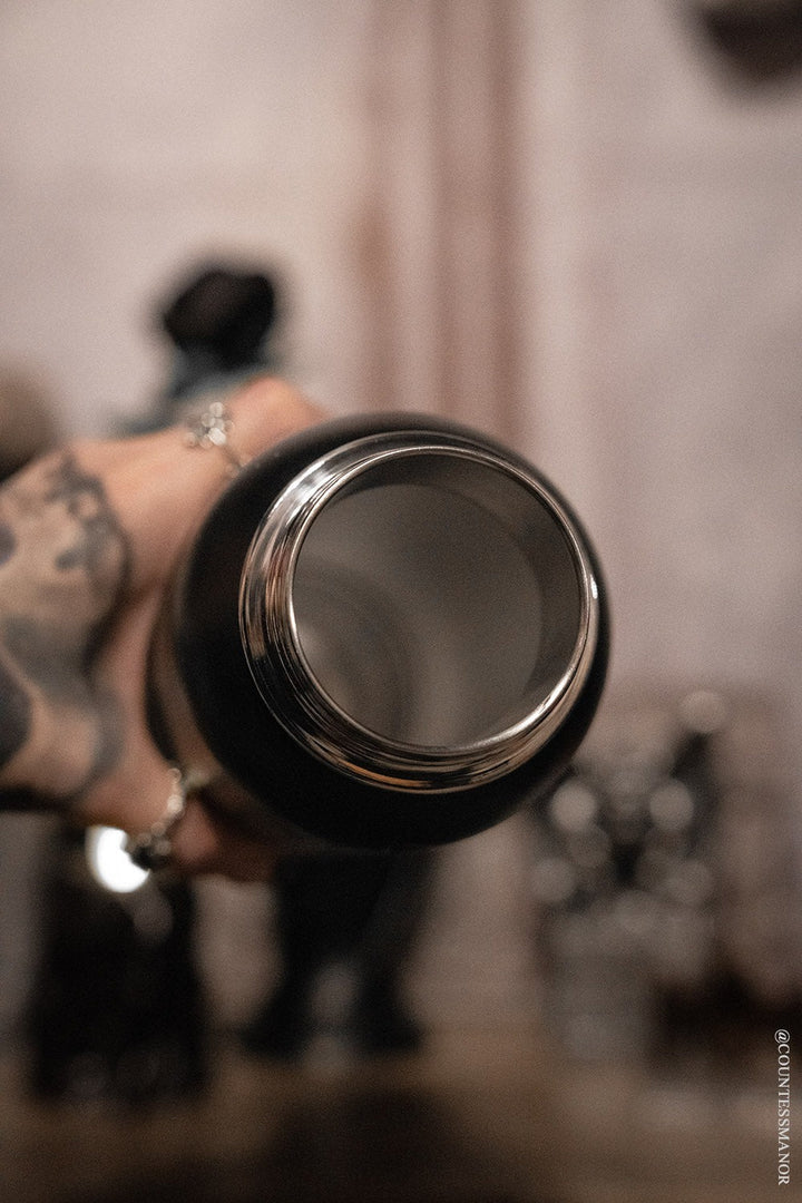 black stainless steel werewolf water bottle
