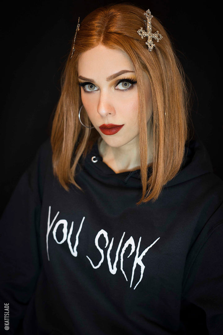 mens gothic you suck hoodie