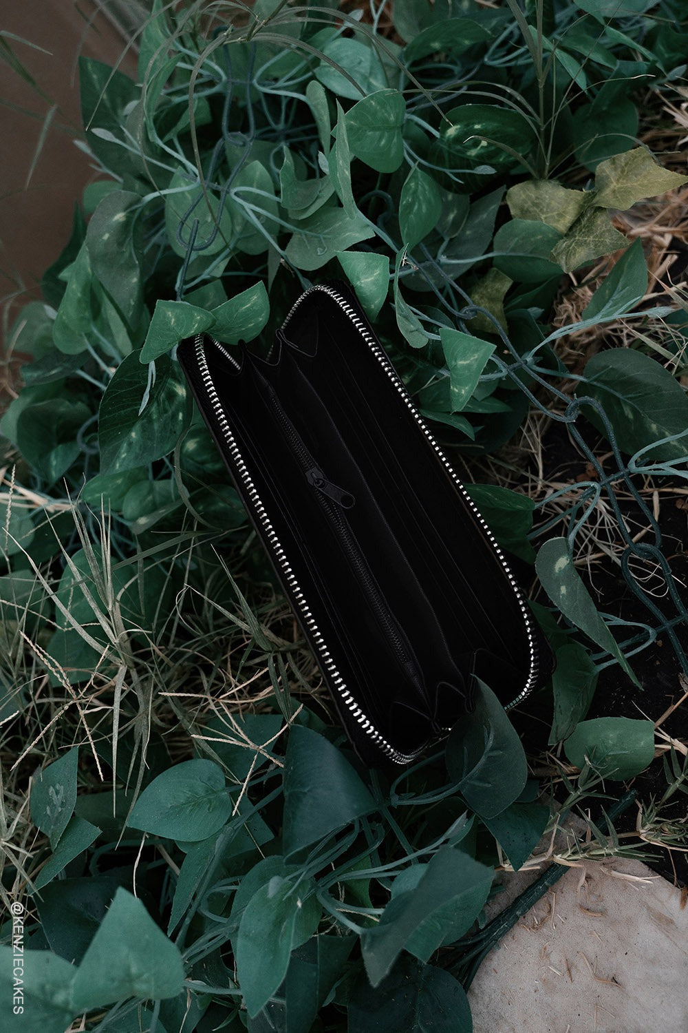 black gothic crow vegan leather wallet with wristlet strap and coin purse