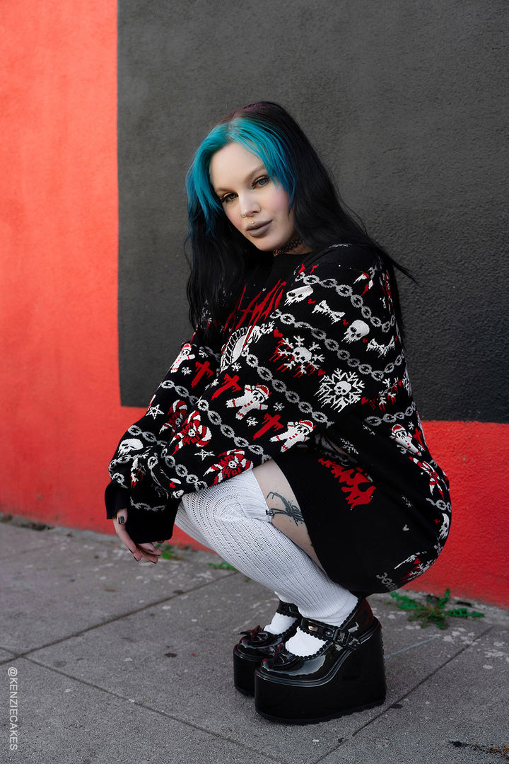 horror heavy metal krampus sweater