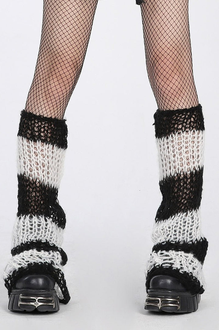 Emocore Leg Warmers [BLACK/WHITE] - socks & stockings - VampireFreaks - Punk Rave