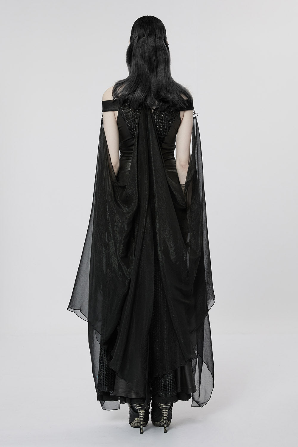 gothic long black gown with cape