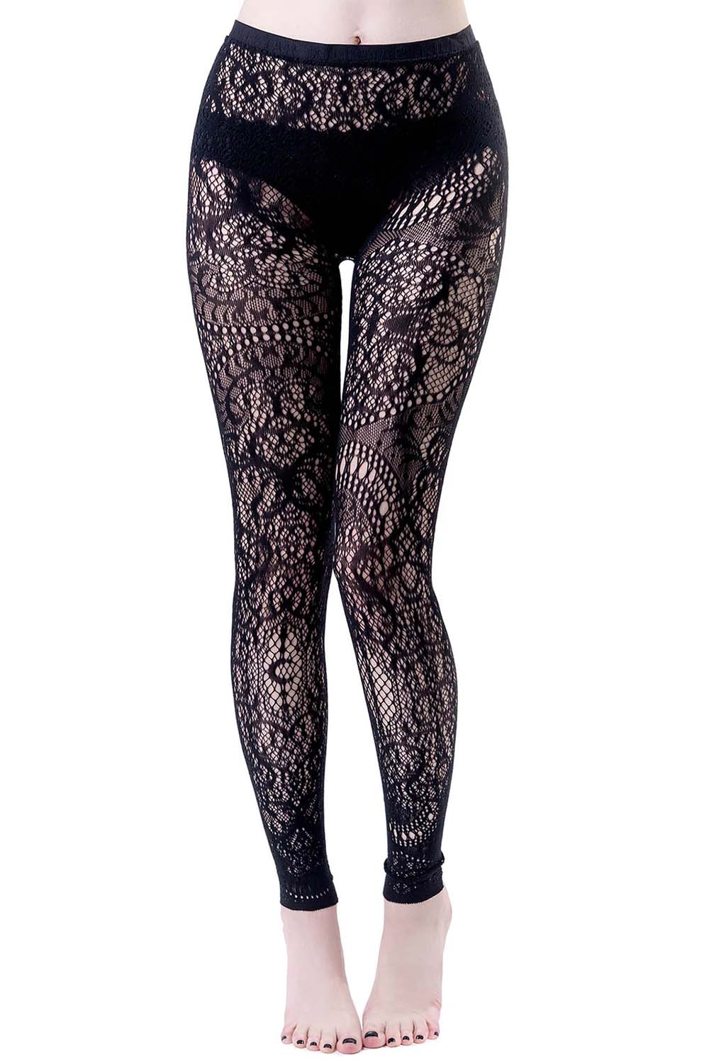 Empyrean Lace Leggings - socks & stockings - VampireFreaks - Killstar