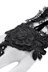long lace-up gothic gloves