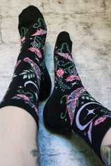 pink kawaii moth socks