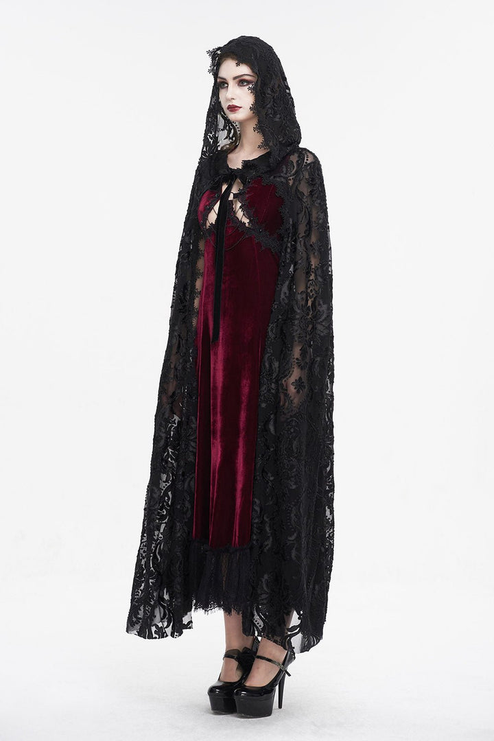 Enchanted Woods Flocked Cloak - womens outerwear - VampireFreaks - Devil Fashion