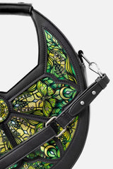 luna moth green crescent shoulder bag