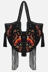 embroidered fox shoulder bag