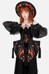 witchy hobo goth embroidered fox shoulder bag