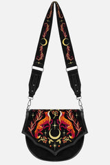 cottagecore embroidered crescent moon and fox purse