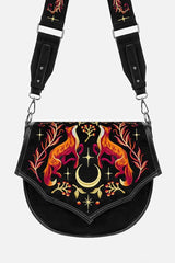 embroidered crescent moon and fox purse