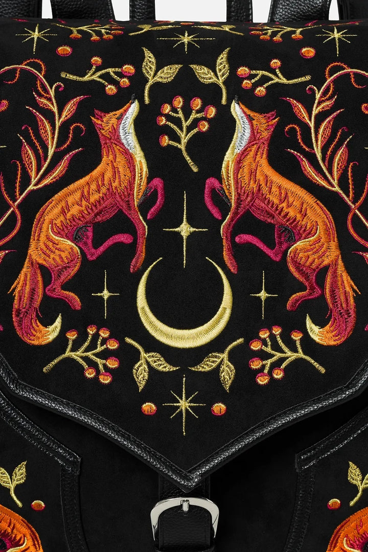 autumn witch embroidered whimsical backpack