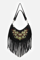 small black boho goth hobo bag