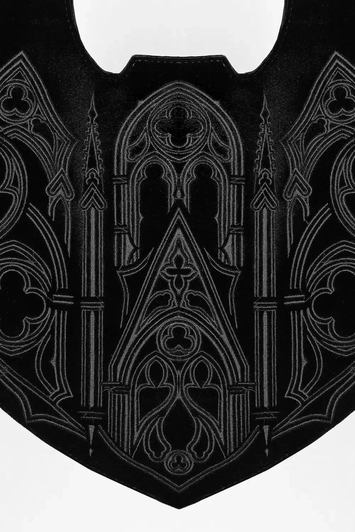 embroidered gothic cathedral shoulder bag
