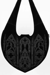 velour embroidered gothic cathedral shoulder bag