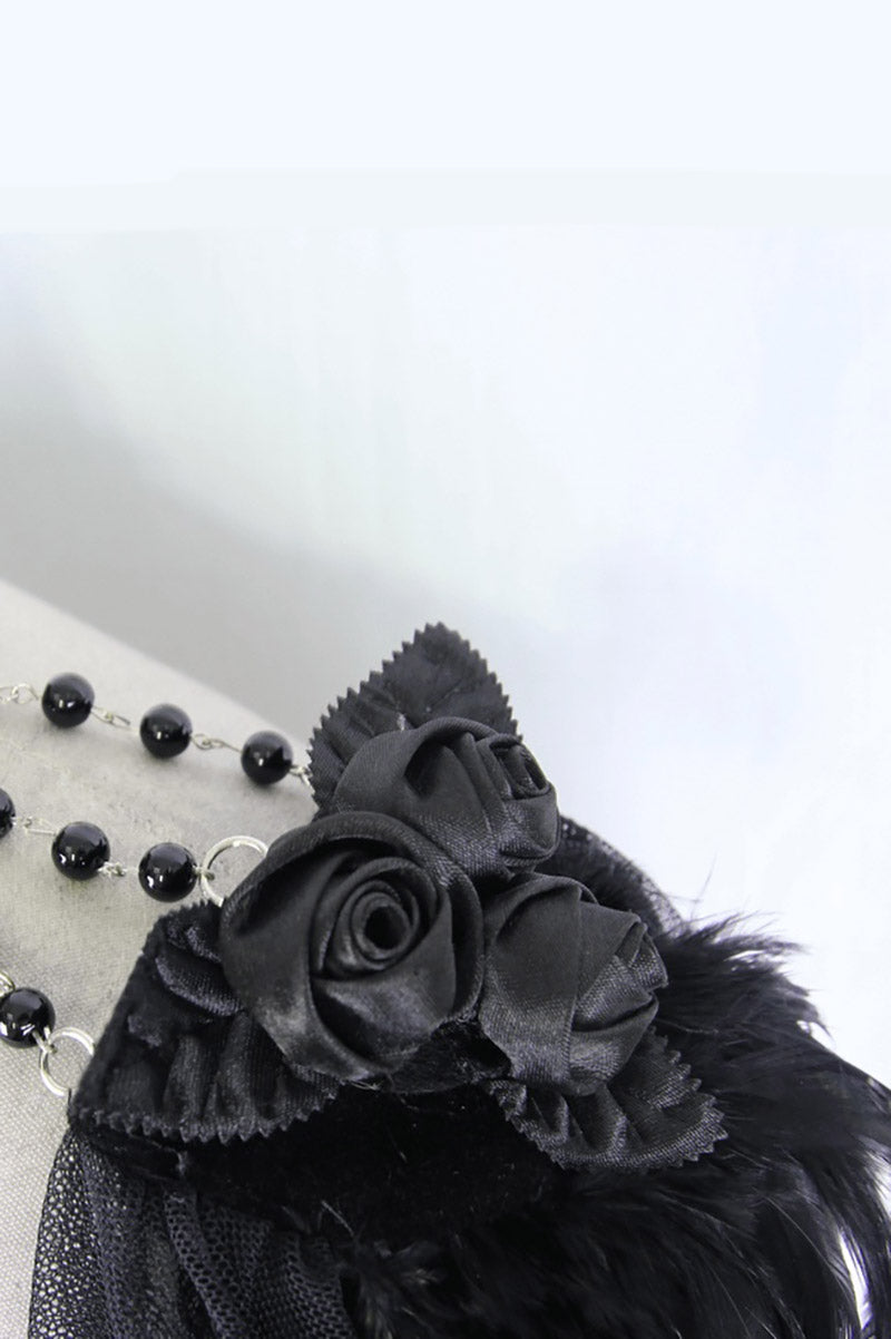 romantic goth lace shoulder shoulder harness with roses