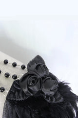 romantic goth lace shoulder shoulder harness with roses
