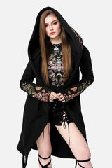 witchy black cotton embroidered whimsigoth jacket
