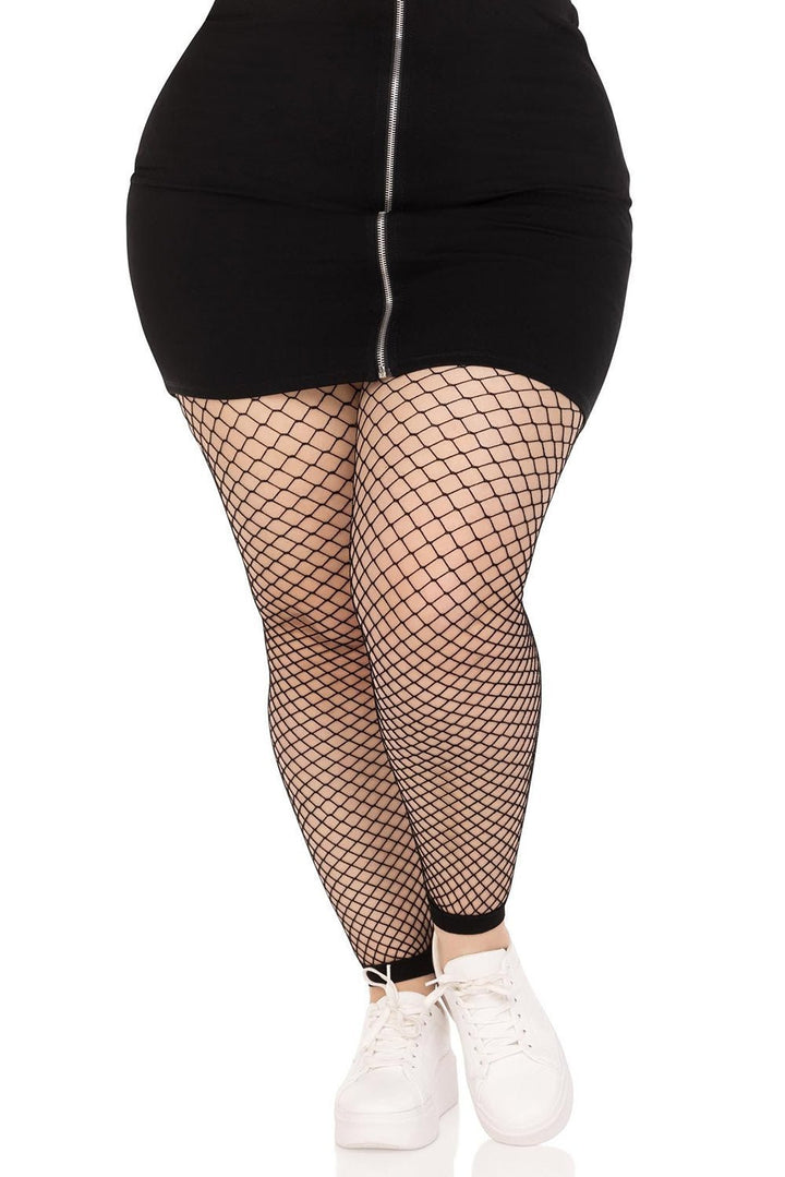 Evermore Footless Fishnet Leggings [PLUS SIZE] - womens bottoms - VampireFreaks - Leg Avenue