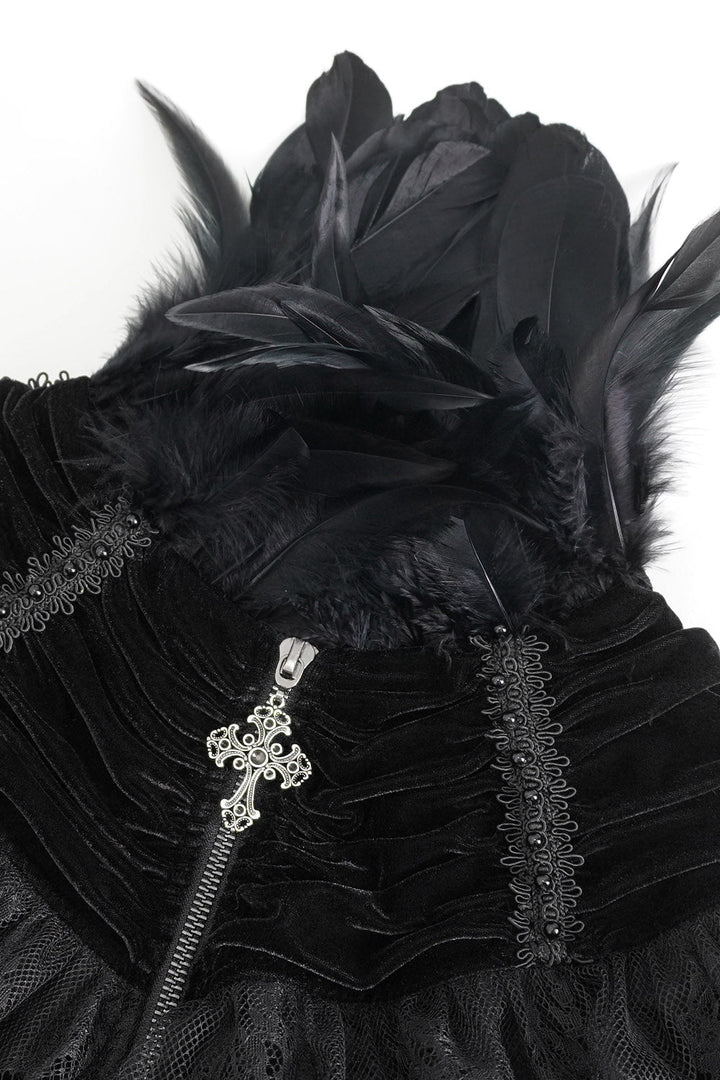 Evermore Raven Feather Cape - womens outerwear - VampireFreaks - Devil Fashion