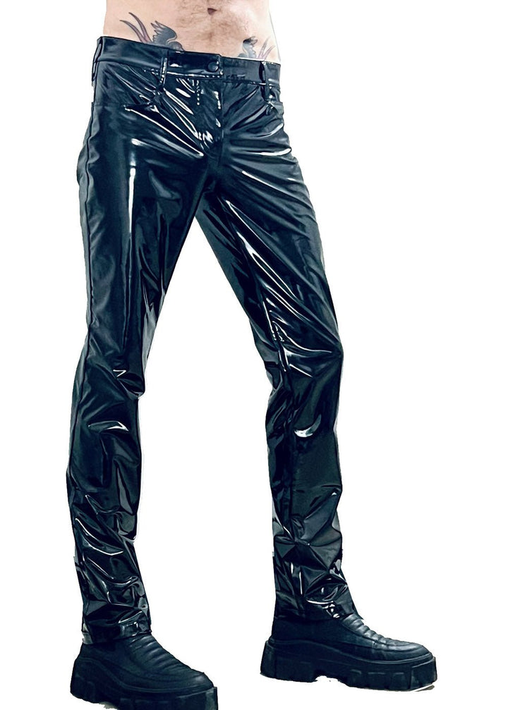 Evil Fit Black Gloss Vinyl Jeans - mens pants - VampireFreaks - Horse And Horn