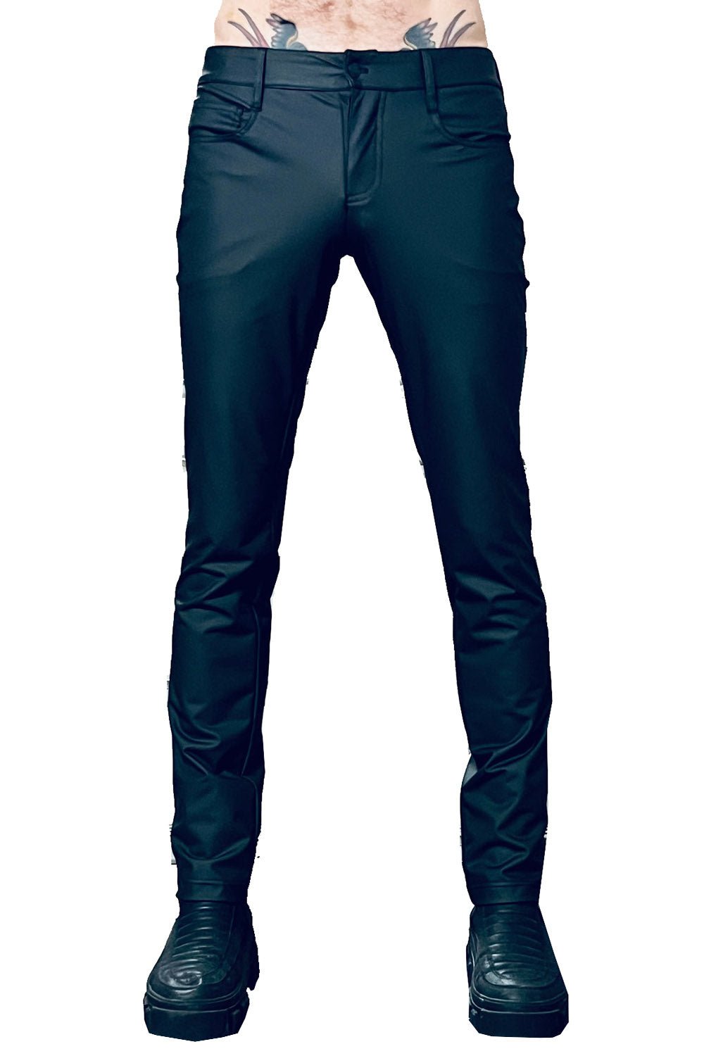 Evil Fit Matte Black Vinyl Jeans - mens pants - VampireFreaks - Horse And Horn