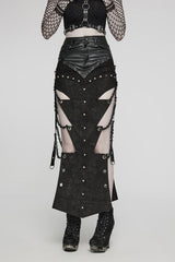 Executioner Eyelet Cutout Chain Skirt - skirts - VampireFreaks - Punk Rave