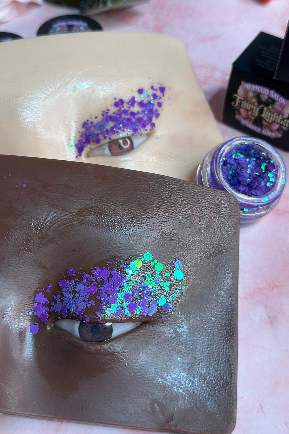 purple eye lid glitter