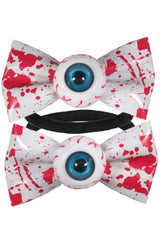 Eyeball Hair Bow Bands Blood Splat White [Set of 2] - hats & scarves & headwear - VampireFreaks - Kreepsville