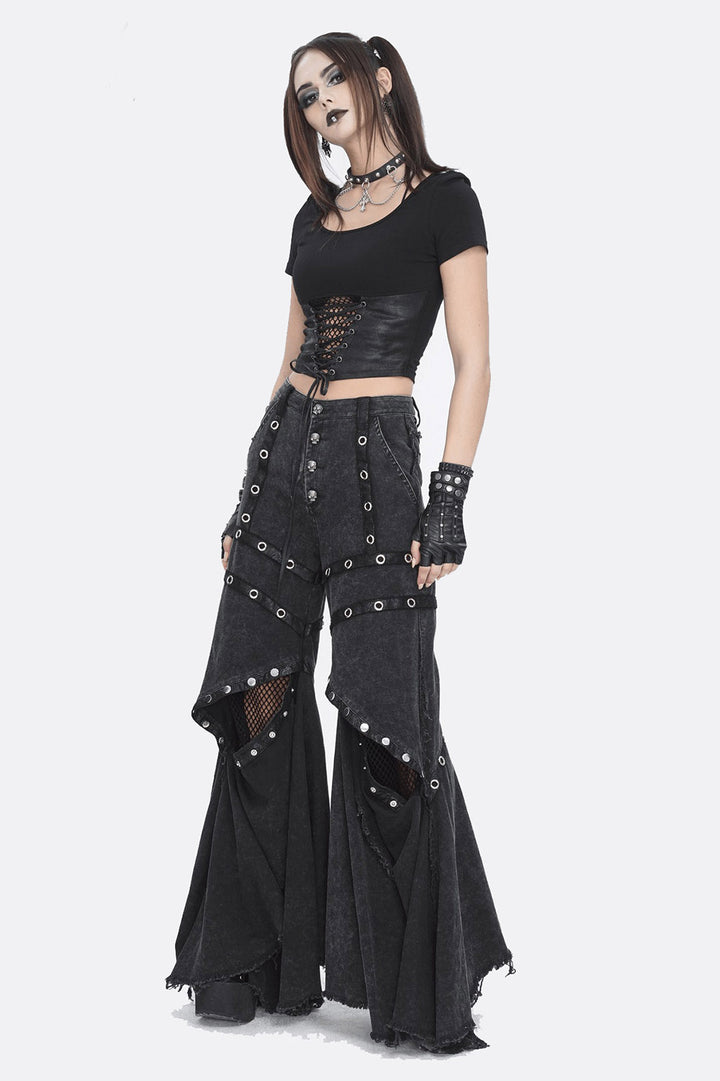 rugged tattered hem gothic bohemian jeans 